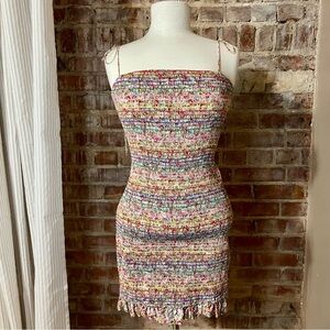 Multicolor Floral Striped Spaghetti Strap Midi Dress -Size M -DR09